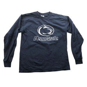 Gildan Mens Penn State T-Shirt Medium Long Sleeve Shirt Ultra Blend Navy Casual